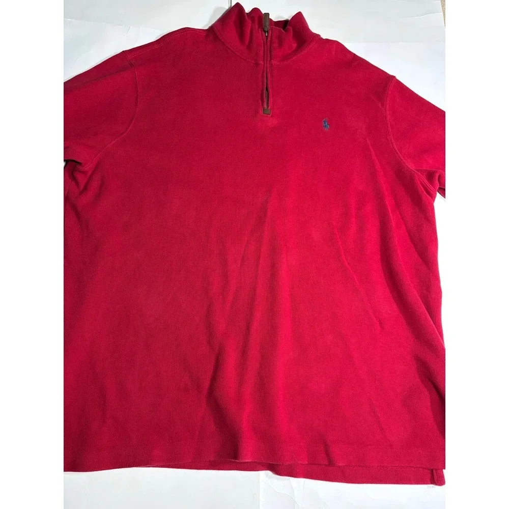 Polo Ralph Lauren Quarter Zip Sweater XXL Red Pony Logo Cotton Pullover Men